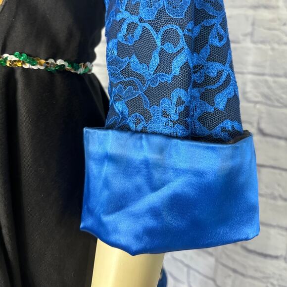 Vintage traditional Irish step dancing dress handmade, black & blue small medium - Picture 16 of 16